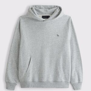 Abercrombie & Fitch Small Icon Popover Hoodie in heather grey w/ soft AF fleece